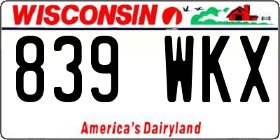 WI license plate 839WKX