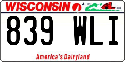 WI license plate 839WLI
