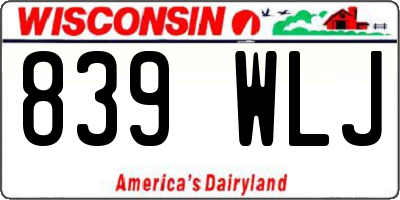 WI license plate 839WLJ