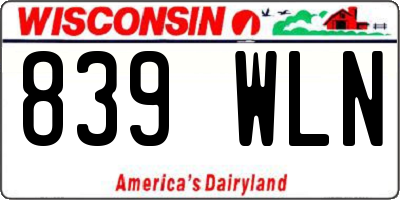 WI license plate 839WLN