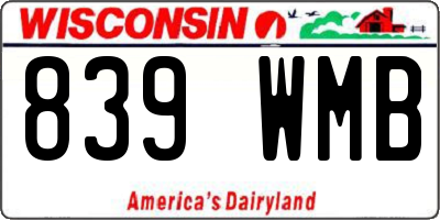 WI license plate 839WMB