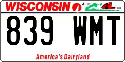 WI license plate 839WMT