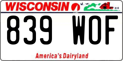 WI license plate 839WOF