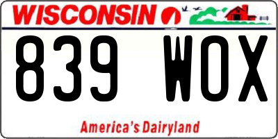 WI license plate 839WOX