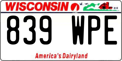WI license plate 839WPE