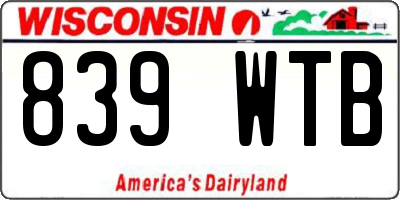 WI license plate 839WTB
