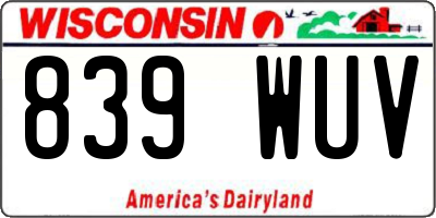 WI license plate 839WUV