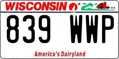 WI license plate 839WWP