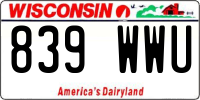 WI license plate 839WWU