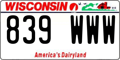 WI license plate 839WWW