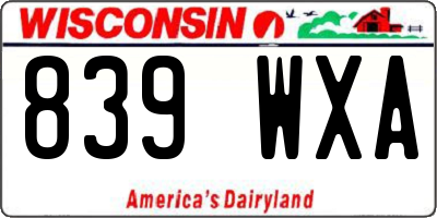 WI license plate 839WXA