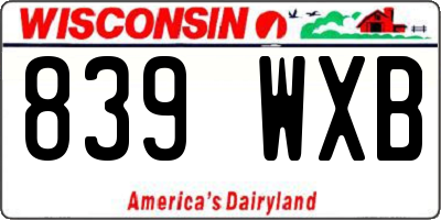 WI license plate 839WXB
