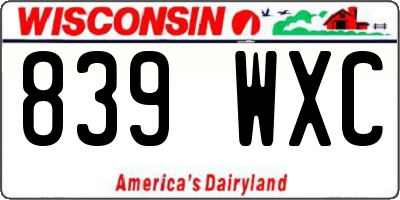 WI license plate 839WXC