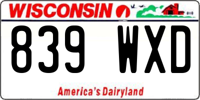 WI license plate 839WXD