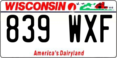 WI license plate 839WXF