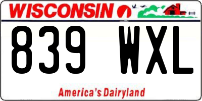 WI license plate 839WXL
