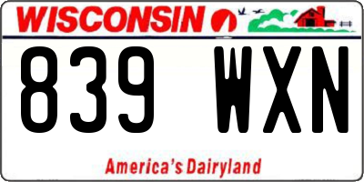 WI license plate 839WXN