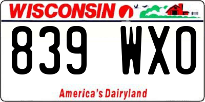 WI license plate 839WXO