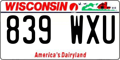 WI license plate 839WXU