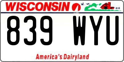 WI license plate 839WYU