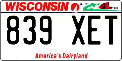 WI license plate 839XET
