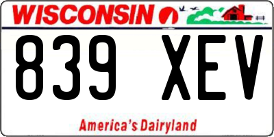 WI license plate 839XEV