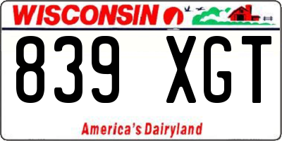 WI license plate 839XGT