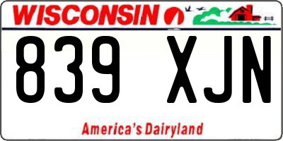 WI license plate 839XJN