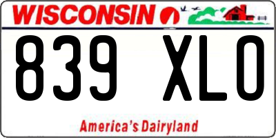 WI license plate 839XLO