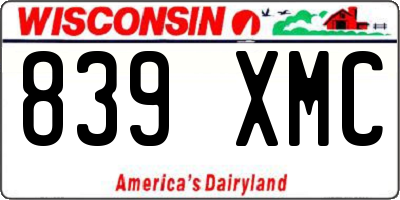 WI license plate 839XMC