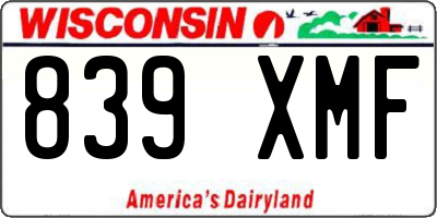 WI license plate 839XMF