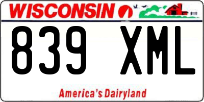 WI license plate 839XML