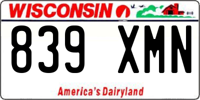 WI license plate 839XMN