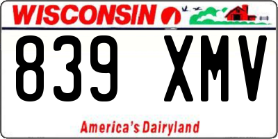 WI license plate 839XMV