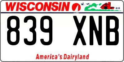 WI license plate 839XNB