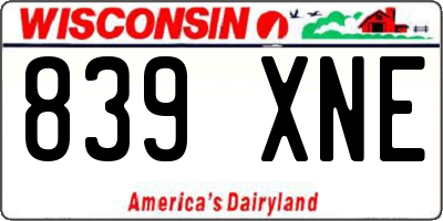 WI license plate 839XNE