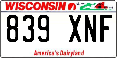 WI license plate 839XNF