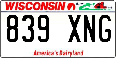 WI license plate 839XNG