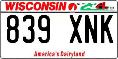 WI license plate 839XNK