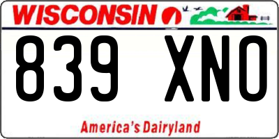 WI license plate 839XNO