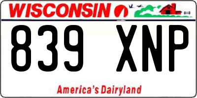 WI license plate 839XNP