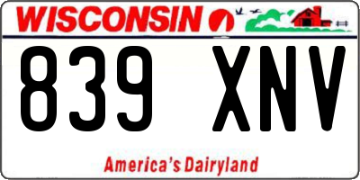 WI license plate 839XNV