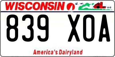WI license plate 839XOA