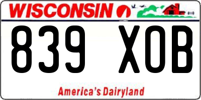 WI license plate 839XOB