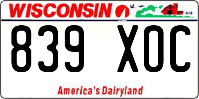 WI license plate 839XOC
