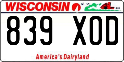 WI license plate 839XOD