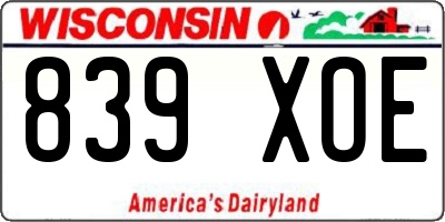 WI license plate 839XOE