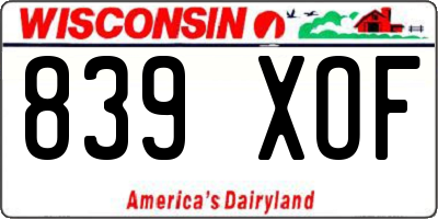 WI license plate 839XOF