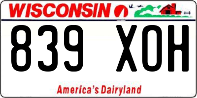 WI license plate 839XOH