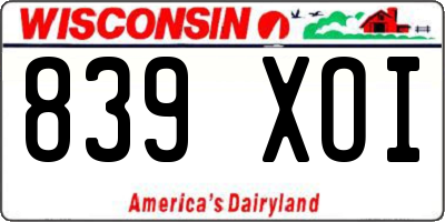 WI license plate 839XOI